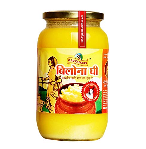Gavyamart Ghee in Pantry, 100% Pure Kankrej A2 Cow Desi Ghee - Made Using Traditional Bilona Method Ghee - Glass Ghee jar Pack -Non GMO- A2 Ghee Cow Organic 500ml