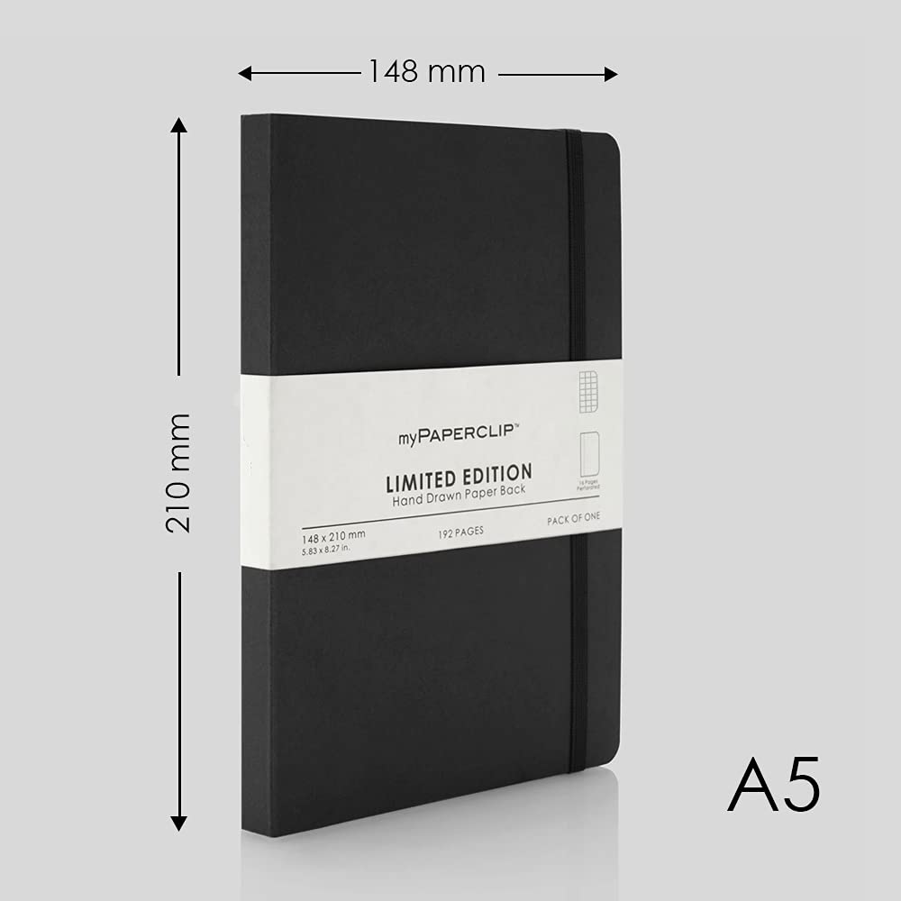 Mypaperclip Limited Edition Notebook, A5 (148 X 210 Mm, 5 .83 X 8.27 In.) Checks Lep192A5-C - Black