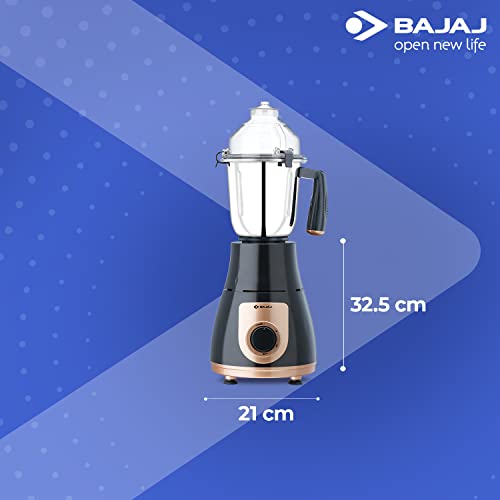 Bajaj GX-3701 750W Mixer Grinder with Nutri-Pro Feature, 3 Jars, Black (Indian Plug)