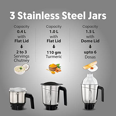 Preethi Plastic Galaxy Mg225 Mixer Grinder, 750 Watt, Pink, 3 Jars, Vega W5 Motor with 5Yr Warranty & Lifelong Free Service, 750 Watt