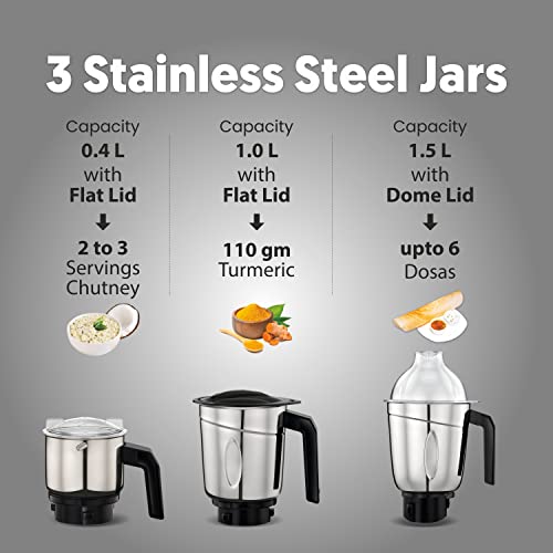 Preethi Plastic Galaxy Mg225 Mixer Grinder, 750 Watt, Pink, 3 Jars, Vega W5 Motor with 5Yr Warranty & Lifelong Free Service, 750 Watt