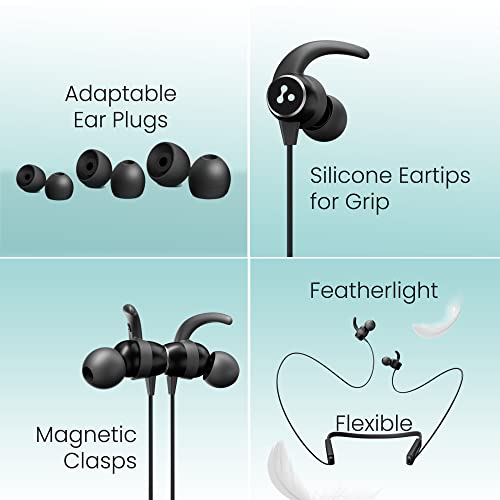 Ambrane Bassband Hyper Wireless Earphones with 27Hrs Playtime,3Hrs Playtime in 10 Mins Charge,Boostedbass Sound,Multifunctional Controls,Voice Assistance,Ipx4 (Black),in-Ear