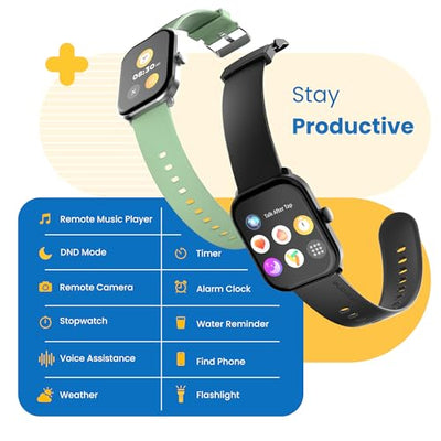 Ambrane 2.01" AMOLED Display, Bluetooth Calling SmartWatch, 1000 NITS Brightness, Functional Crown, 60Hz Refresh Rate, 100+ Sports Mode with IP68, Sp02 Tracking, 100+ Watch Faces (Glaze+, Black)