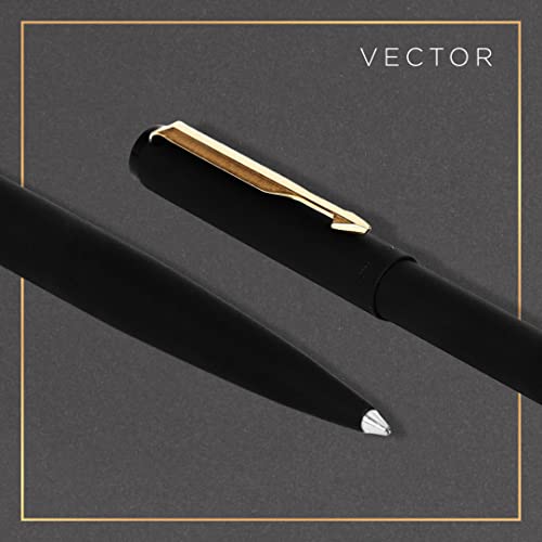 Parker Vector Matte Black Ball Pen With Card Holder - Blue Ink, Pack Of 1