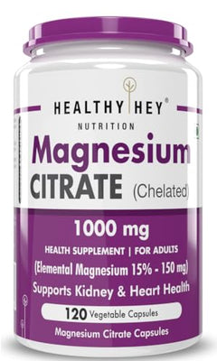 HealthyHey Nutrition Magnesium Citrate-120 Vegetable Capsules