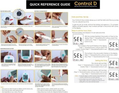 Control D Advanced Digital Diabetes Glucose Blood Sugar Testing Monitor with 5 Strips Glucometer (White, Green)