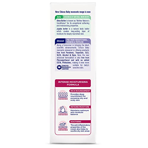 Chicco Baby Moments Rich Cream, New Advanced Formula with Natural Ingredients for Extra Rich Moisturization, Suitable for Preventing Dryness, No Phenoxyethanol and Parabens (100g)