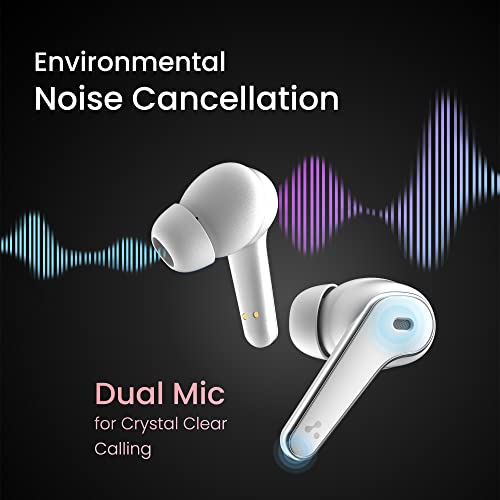 Ambrane Dots Dew True Wireless In Ear Earbuds with Up to 30 Hrs Playtime, Environmental Noise Cancellation, Latest Bluetooth V5.2, 10mm Drivers with BoostedBass, Lightweight, IPX4 Splash Proof (White)