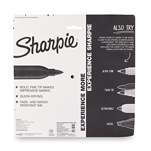 Sharpie Fine Tip Permanent Marker, Electro Pop, Assorted, 24 Markers