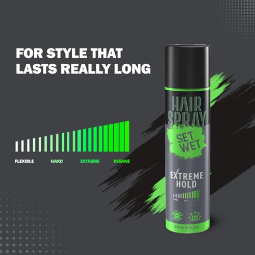 Set Wet Hair Spray for Men Extreme Hold 200ml | No Sulphate, No Paraben | Quick Hair Styling and Setting, No Flaking