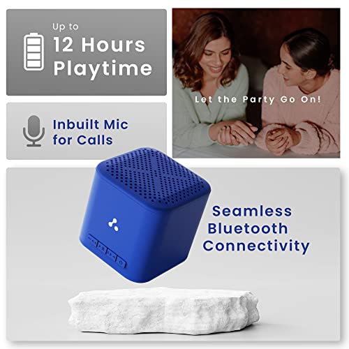 Ambrane 5W Wireless Bluetooth Mini Speaker with 12Hrs Playtime, Immersive Sound, 40mm Driver, Bluetooth V5.1 Strong Connectivity, Portable Design, Integrated Music & Call Control (Cube +, Blue)