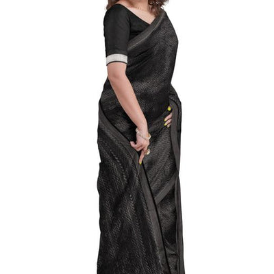 biswa bangla - where the world meets Handwoven Zari Silk Saree with Tassel with Unstiched Blouse Piece |Suitable For Wedding,Party and Festivals Ideal gift for women(5.5 Metres Saree_Black