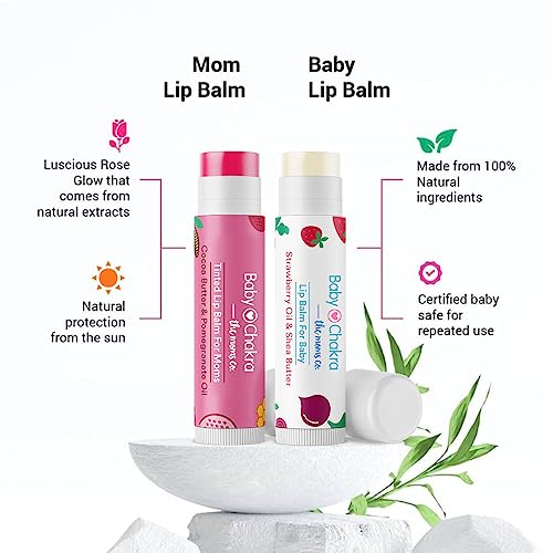 BabyChakra Nourishing Lip Balm Duo Pack for Women's & Babies/Kids, 100% Natural Ingredients, Long Lasting Non Greasy 12 Hours Moisturising, Cruelty Free (2x4.5 gm)