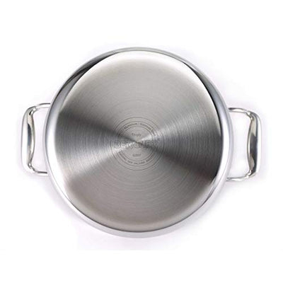 BERGNER Argent Tri-Ply Stainless Steel Casserole With Stainless Steel Lid (22 Cm, 4.1 Litres, Induction Base, Silver),Non-Stick, 4.1 Liter