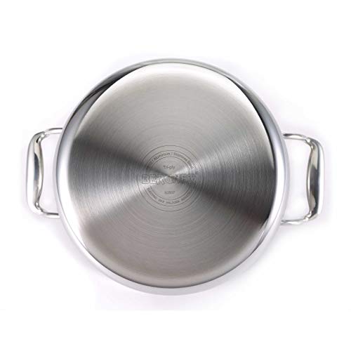 BERGNER Argent Tri-Ply Stainless Steel Casserole With Stainless Steel Lid (22 Cm, 4.1 Litres, Induction Base, Silver),Non-Stick, 4.1 Liter