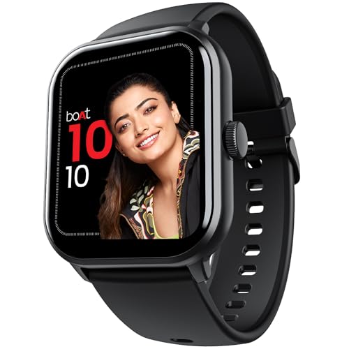 boAt Wave Edge Smart Watch with 1.85" HD Display, Advanced Bluetooth Calling Chip, Functional Crown, 100+ Sports Modes,Widget Control,AI Voice Assistance,Inbuilt Games, IP68(Active Black)