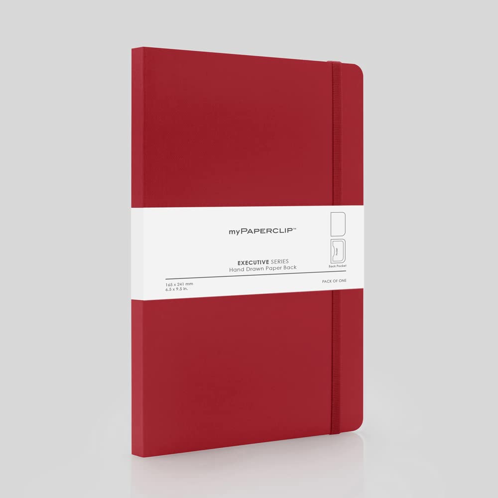 Mypaperclip Executive Series Notebook, Large (165 X 241 Mm, 6.5 X 9.5 In.) Plain, Esx192L-P Red