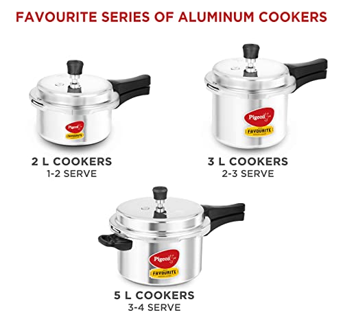 Pigeon By Stovekraft Special Aluminium Pressure Cooker with Outer Lid Induction and Gas Stove Compatible 3 Litre Capacity for Healthy Cooking (Silver)