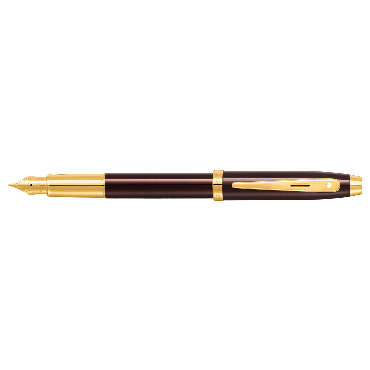 Sheaffer Gift 100 9370 Fountain Pen Glossy Coffee Brown with PVD Gold tone Trim | Fountain Pen Medium Nib | Premium Pen Gift Set