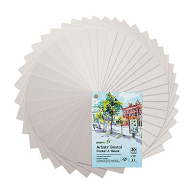 PaperPep Bristol Pocket Art Book 200GSM 4"X6" 30 Sheets for Solvent Based Markers, Felt Tip Pen, Gouache, Ink, Charcoal, Airbrush, Crayon, Pencil, Illustration, Design & Manga for Artists' & Amateurs…