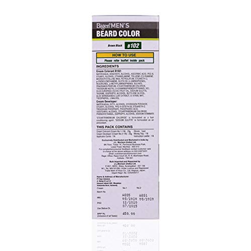 Bigen Men's Beard Color, 40g - Brownish Black B102 (Pack of 1)
