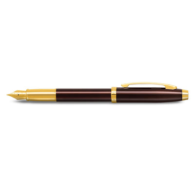 Sheaffer Gift 100 9370 Fountain Pen Glossy Coffee Brown with PVD Gold tone Trim | Fountain Pen Medium Nib | Premium Pen Gift Set