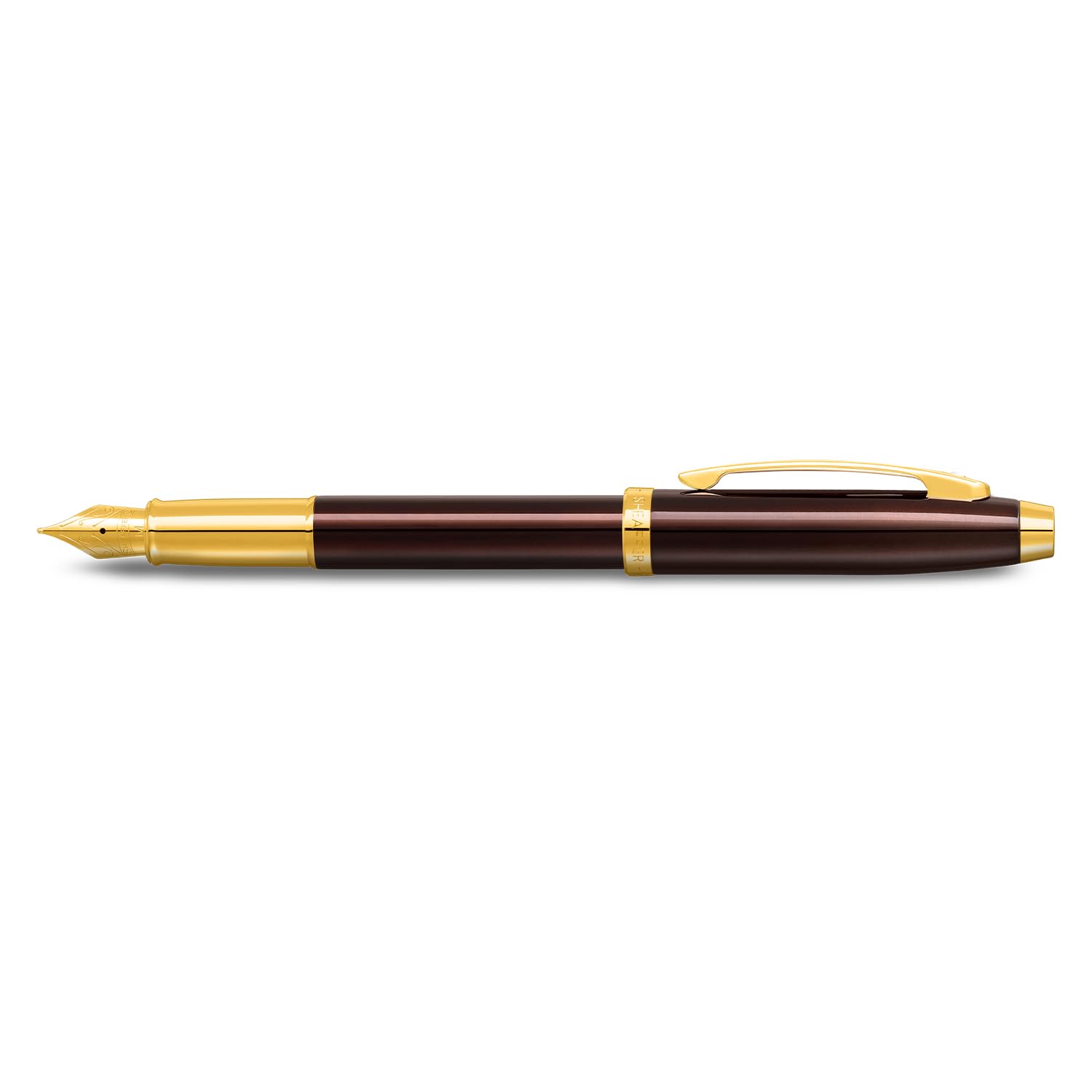 Sheaffer Gift 100 9370 Fountain Pen Glossy Coffee Brown with PVD Gold tone Trim | Fountain Pen Medium Nib | Premium Pen Gift Set