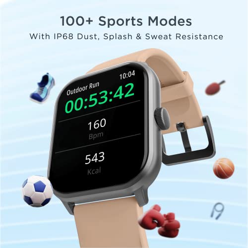 boAt Wave Edge Smart Watch with 1.85" HD Display, Advanced Bluetooth Calling Chip, Functional Crown, 100+ Sports Modes,Widget Control,AI Voice Assistance,Inbuilt Games, IP68(Beige)