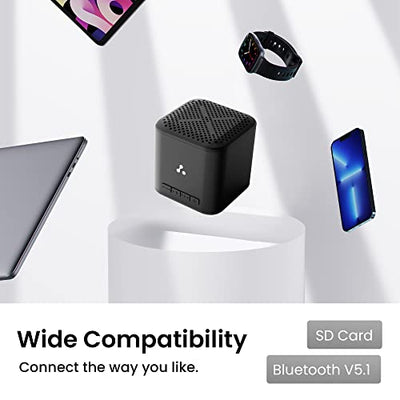 Ambrane 5W Wireless Bluetooth Mini Speaker with 12Hrs Playtime, Immersive Sound, 40mm Driver, Bluetooth V5.1 Strong Connectivity, Portable Design, Integrated Music & Call Control (Cube+, Black)