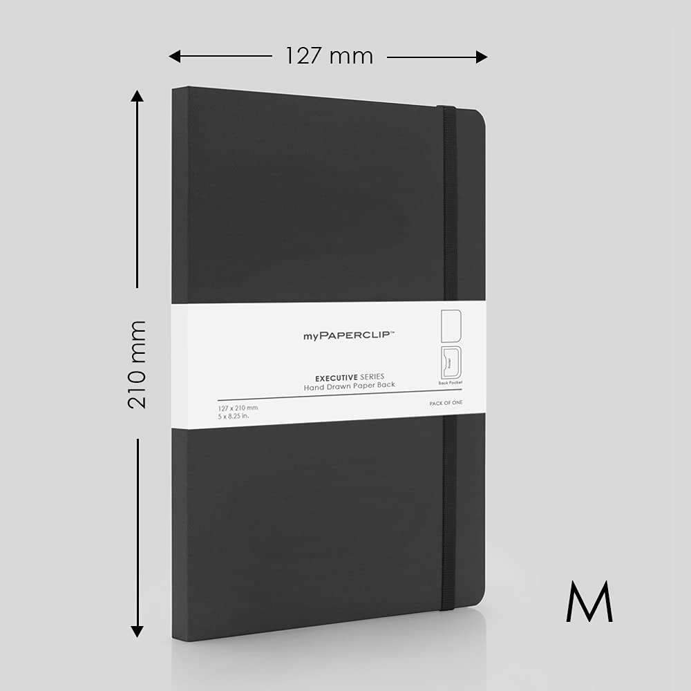 Mypaperclip Executive Series Notebook, Medium (127 X 210Mm, 5 X 8.25 In.) Plain, Esx192M-P Black