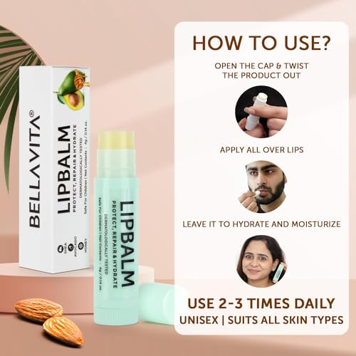 Bella Vita Organic Lip Balm NicoBalm 2 Pack For Women,Men, Boys & Girls To Hydrate Dry, Chapped, Damaged Lips & Get Baby Lips | Pre Smoke Balm | Pre Lipstick Balm, 4 gm Each Transparent