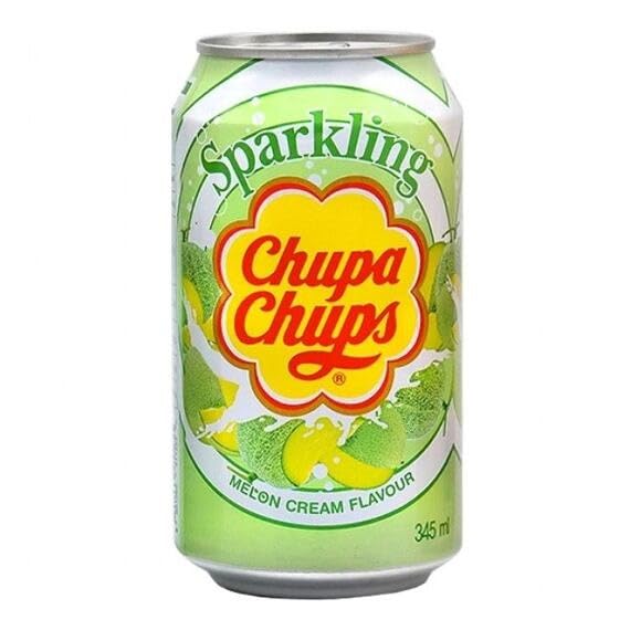 Chupa Chups Sparkling Melon & Cream Soda - Refreshing Twist of Flavor in a 345ml Bottle, Unique Fizz for a Taste Sensation!