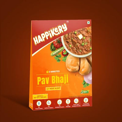 Happikery Instant Ready to Cook Pav Bhaji Gravy | Pav Bhaji Masala Curry Paste | Just Add Aloo (Potato) | Ready in 3 Mins | (Veg Mix, Upto 5-7 Servings) | Made with Ghee | No Preservatives | 1Kg