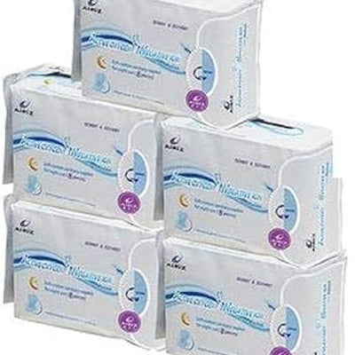 AIRIZ Active Oxygen And Negative Ion Soft-Cotton Sanitary Pads For Night Use (40 Pieces) - Pack Of 5