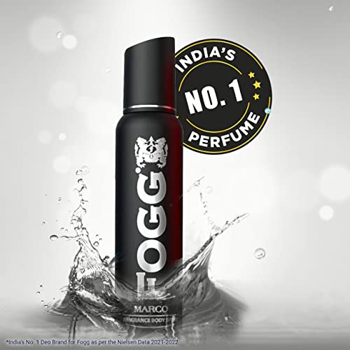 4x Fogg Marco No Gas Deodorant for Men, Long-Lasting Perfume Body Spray, 150 ml each - Pack of 4