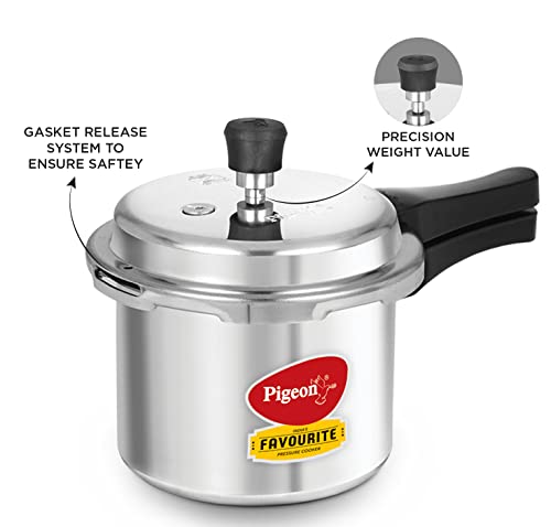 Pigeon By Stovekraft Special Aluminium Pressure Cooker with Outer Lid Induction and Gas Stove Compatible 3 Litre Capacity for Healthy Cooking (Silver)