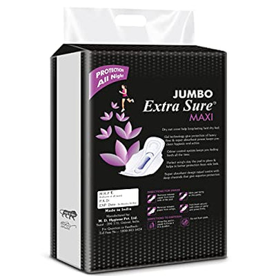 Extra Sure� Jumbo XXXL Ultra Clean Soft Thin Dry Cottony Sanitary Napkin Pad With Wing For Women Girl (40)