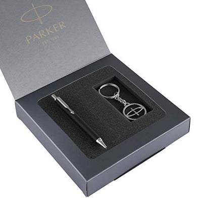 Parker Profile Matte Black Ball Pen With key Chain - Blue Ink, Pack Of 1