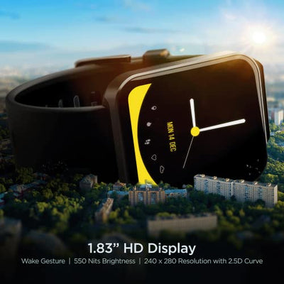 boAt Wave Leap Call Smart Watch with 1.83" HD Display, Advanced Bluetooth Calling, Coins,Multiple Watch Faces, Multi-Sports Modes, IP68, HR & SpO2, Metallic Design, Weather Forecasts(Active Black)