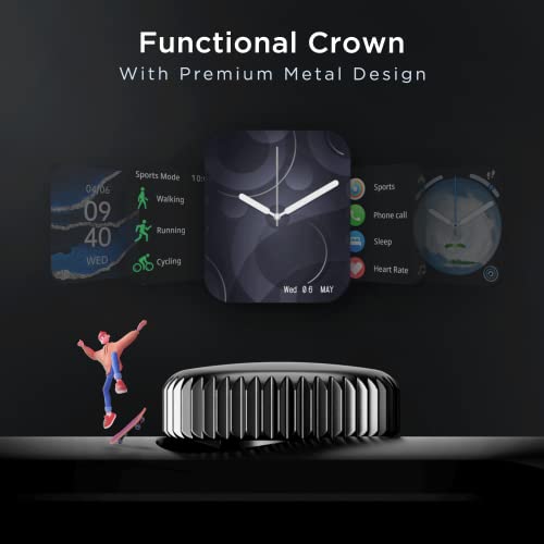 boAt Wave Edge Smart Watch with 1.85" HD Display, Advanced Bluetooth Calling Chip, Functional Crown, 100+ Sports Modes,Widget Control,AI Voice Assistance,Inbuilt Games, IP68(Active Black)