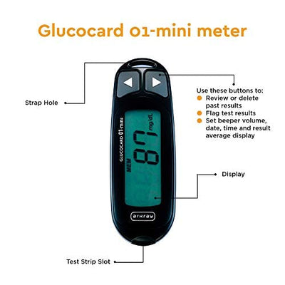 ARKRAY Max 01 Mini Blood Glucose Monitor with 50 Strips | Japanese Technology