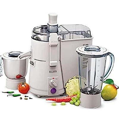 SUJATA Powermatic Plus, Juicer Mixer Grinder, 900 Watts, 2 Jars (White)