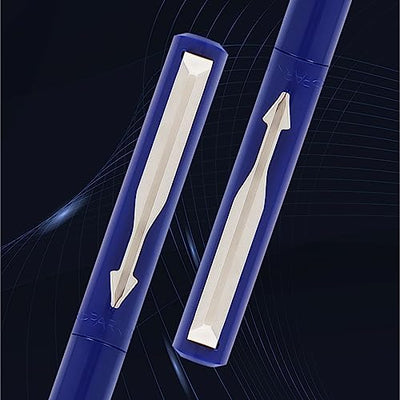 Parker Vector Standard Calligraphy Chrome Trim Fountain Pen - Blue Ink, Pack Of 1