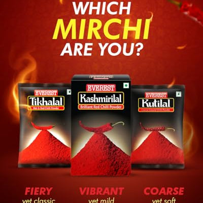 10x Everest Powder, Kashmirilal Brilliant Red Chilli Powder,100g each - Pack of 10