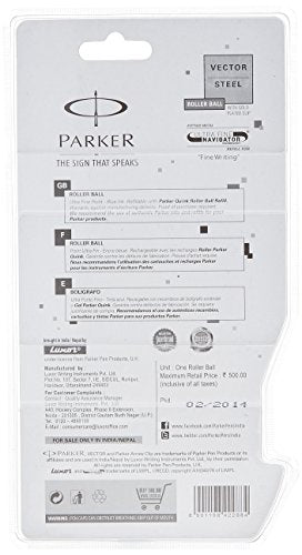 Parker Vector Stainless Steel Roller Ball Pen - Blue Ink, Pack Of 1