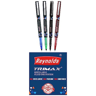 Reynolds Trimax 0.5mm Gel Pen - 2 Blue, 1 Black, 1 Red & 1 Green, Pack of 5