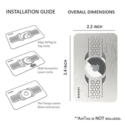 2-Pack Ultra Thin AirTag Card Holder - Premium Stainless Air Tag Steel Case for Wallet, Purse, Handbag, Backpack Wallet, Clutch, Secrid Wallet (Brushed Silver) - AirTag NOT Included