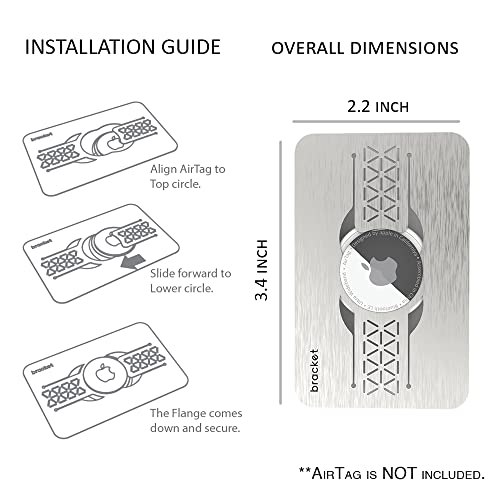 2-Pack Ultra Thin AirTag Card Holder - Premium Stainless Air Tag Steel Case for Wallet, Purse, Handbag, Backpack Wallet, Clutch, Secrid Wallet (Brushed Silver) - AirTag NOT Included