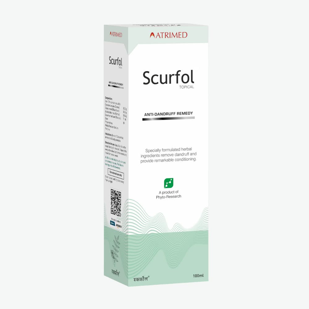 ATRIMED Non-Sticky, Easy to Wash Scurfol Shampoo, An Ayurvedic Formula By Plant Scientists, A Perfect Blend of Specially Formulated Herbal Ingredients - 100ml