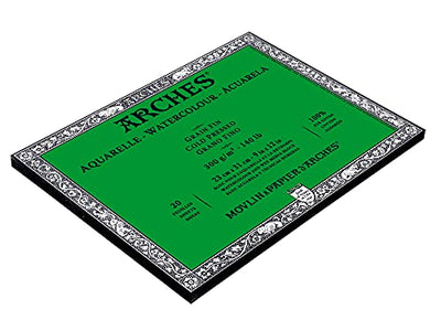 Arches Watercolour 300 GSM Cold Pressed Natural White 23 x 31 cm Paper Blocks, 20 Sheets